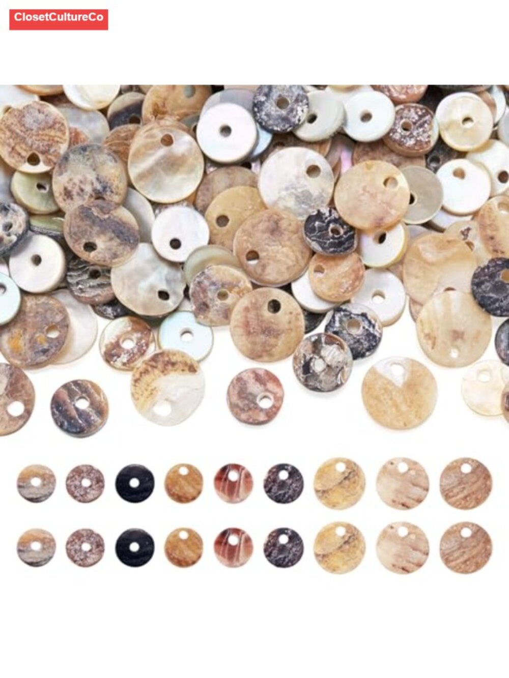 150pc Akoya Sea Shell Charms Flat Round Disc Coin